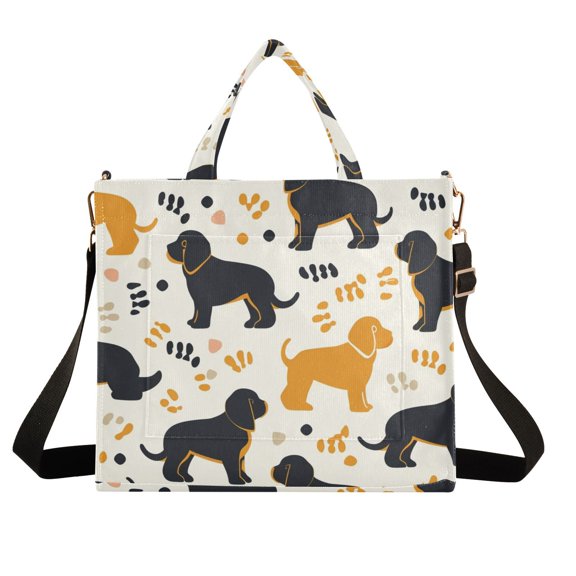 Dogs with Claws Corduroy Tote Bag Handbag Large Messenger Bag Shoulder Crossbody Zipper Bag Purse