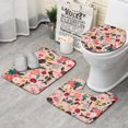 thumbnail image 1 of Dogs with Pioneer Flower Bathroom Rugs Sets 3 Piece,Toilet Cover Set,Absorbent Non Slip Bathroom Mats Sets with U-Shaped Contour Rug Toilet Rug Set, 1 of 5