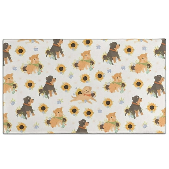 Dogs with Sunflowers Door Rugs,Washable Non Slip Door Mats Indoor,Decorative Door Mats,Entry Mat Indoor for Entrance,Bedroom,Kitchen,Bathroom,17"x30"