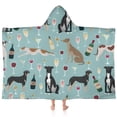 thumbnail image 1 of Dogs with Wine and Glasses Hooded Bath Towel，60"x35" for Ages 3 To 12 Kids, Quick Dry Lightweight Soft Microfiber Hood Beach Towel Cover Up for Kids, 1 of 7