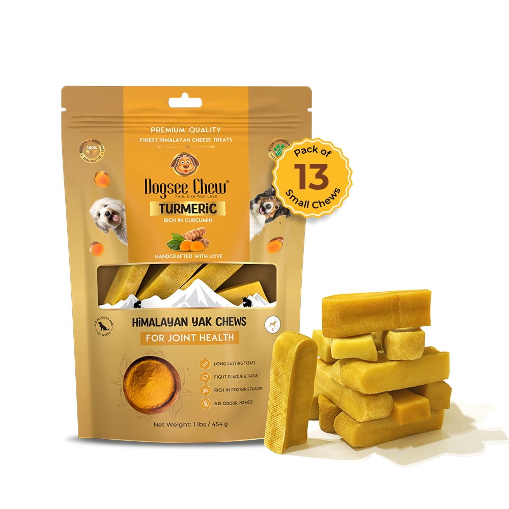 Dogsee Chew Himalayan Yak Chews Turmeric Long Lasting Dental Dog Treats Small 1 lb (13 Bars