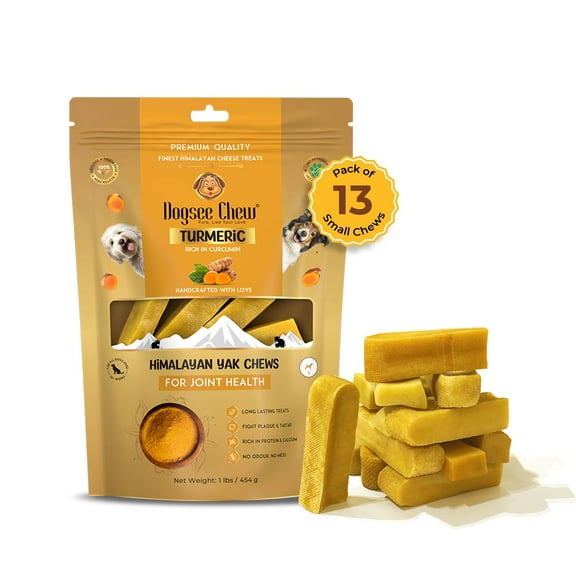 Dogsee Chew Himalayan Yak Chews Turmeric Long Lasting Dental Dog Treats Small 1 lb (13 Bars)