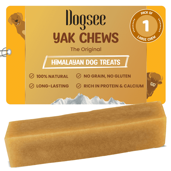 Dogsee Chew Dog Dental Chews | Long Lasting Dog Chews for Large Dogs | Yak Cheese Flavored Himalayan Dog Chew That Will Lower The Chances of Plaque and Tartar Growth | 1 Bar