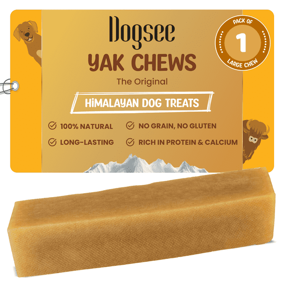 Dogsee Chew Dog Dental Chews | Long Lasting Dog Chews for Large Dogs | Yak Cheese Flavored Himalayan Dog Chew That Will Lower The Chances of Plaque and Tartar Growth | 1 Bar