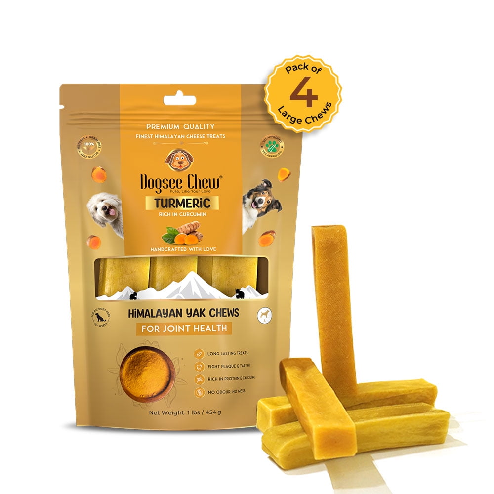 Dogsee FBADCTL1P Himalayan Yak Chews Turmeric Long Lasting Dental Dog Chews Large