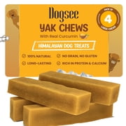 Dogsee Yak Cheese Chews Large Dogs Turmeric Joint Support Dental 1 lb 4 Chews