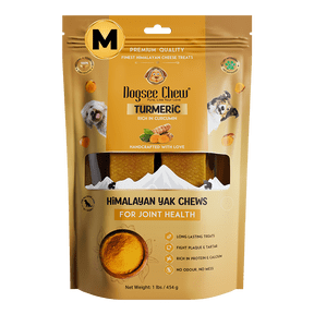 Dogsee Himalayan Yak Cheese Dog Chews with Turmeric/Curcumin (Medium - 2 Chews) | Dog Chews Long Lasting | Anti-inflammatory | Dog Chews for Teeth Cleaning | Odorless Dog Treats