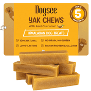 Dogsee Himalayan Yak Cheese Dog Chews with Turmeric/Curcumin Small - 5 Chews | Dog Treats Healthy | Hip & Joint Health Support for Dogs | Long Lasting Dental Treats