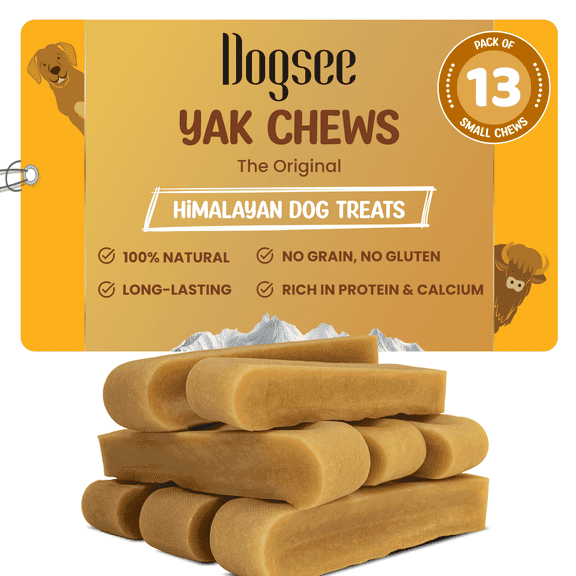 Dogsee Original Himalayan Yak Cheese Dog Chews 1lb (Small - 13 Chews) | Yak Chews for Small Dogs | Dog Chews Rawhide Free | Easily Digestible Dog Treats
