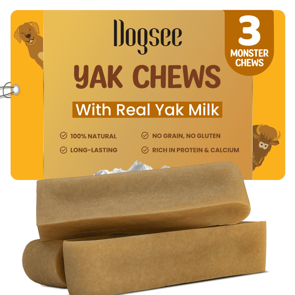 Dogsee Original Yak Cheese Himalayan Dog Chews 390gms (Monster - 3 Chews) | 100% All Natural | Dog Treats Large Breed | Dog Chews Long Lasting for Aggressive Chewers | High Protein Dental Sticks