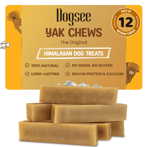 Dogsee Yak Cheese Chews Medium Dogs Natural Dental Grain Free 2 lb 12 Chews