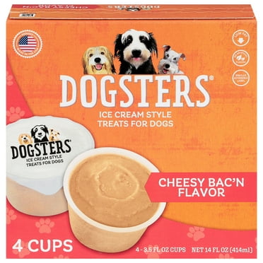 Dogsters Ice Cream Style Cheesy Bac'n Flavor Treats for Dogs 4 - 3.5 fl oz Cups