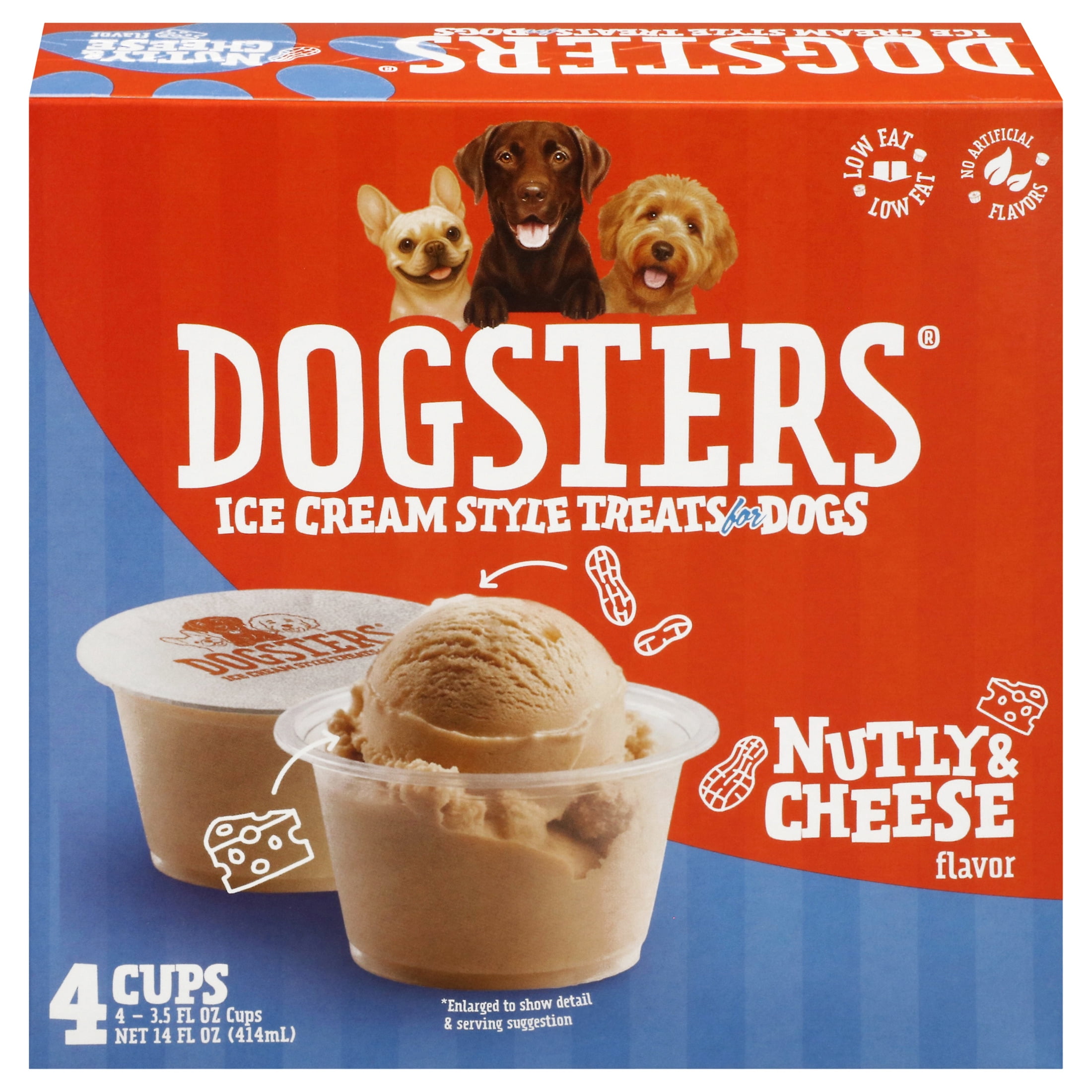 Dogsters Ice Cream Style Nutly & Cheese Flavor 3.5 fl oz Cup, 4 Count