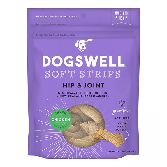 Dogswell Hip & Joint Grain-free Soft Strips Dog Treat Chicken, 12 oz