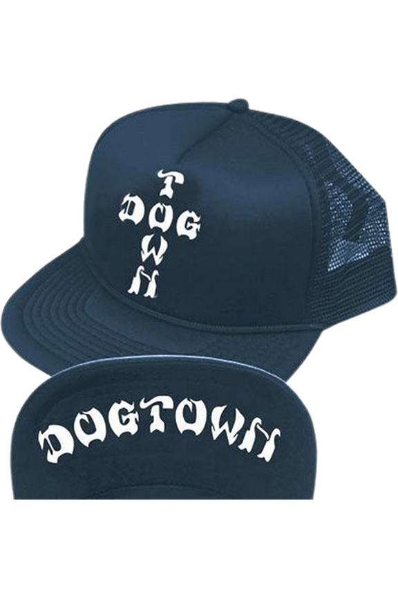 Dogtown Cross Letters Flip Mesh Hat Navy