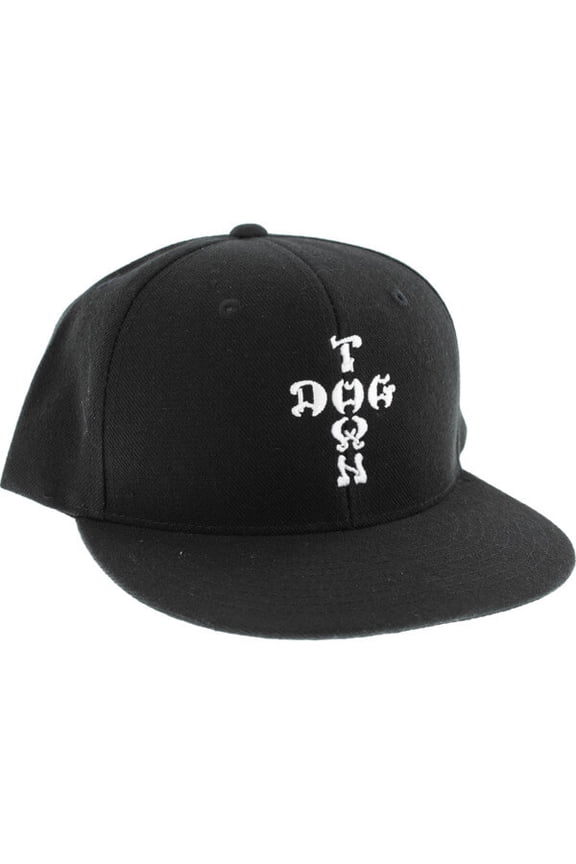 Cross Letters Embroidered Black Snapback Hat - Adjustable