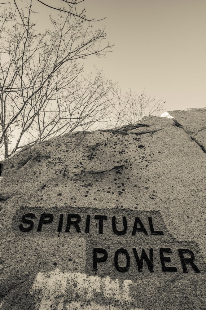 Dogtown rock with inspirational words Spiritual Power Gloucester Cape Ann Essex County Massachusetts USA Canvas Art - Panoramic Images (18 x 24)