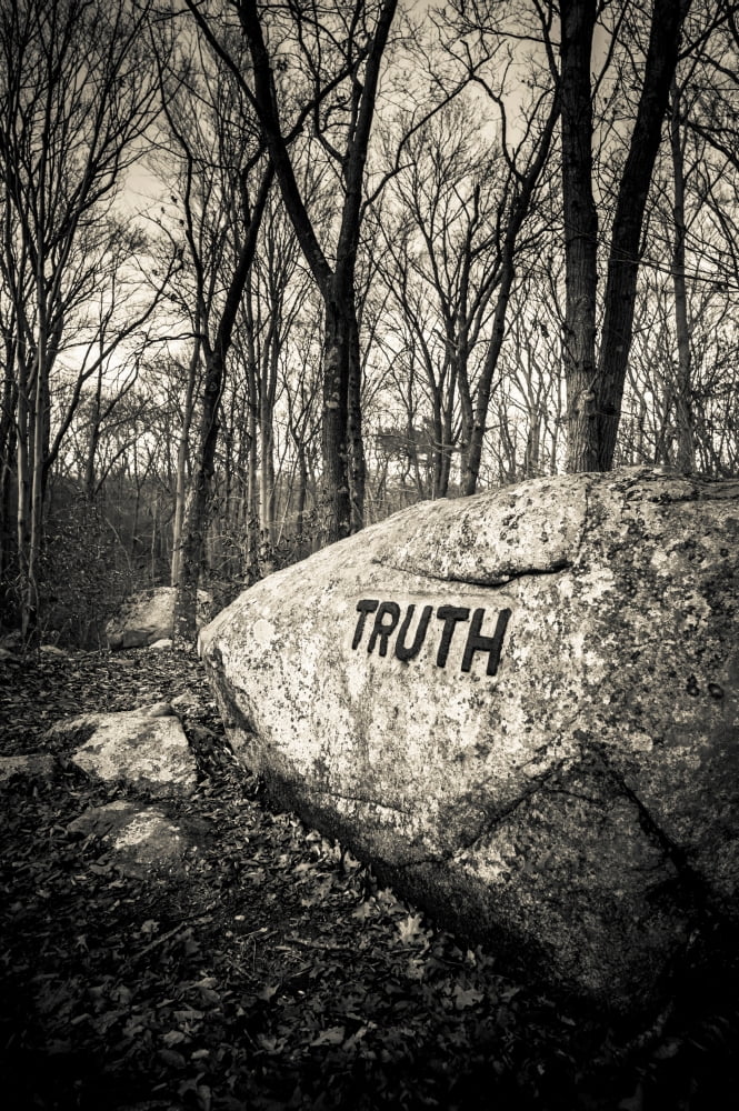 Dogtown rocks with inspirational word Truth Gloucester Cape Ann Essex County Massachusetts USA Canvas Art - Panoramic Images (18 x 24)