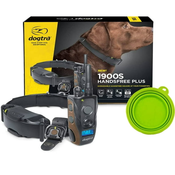 Dogtra 1900S HANDSFREE Plus E Collar Training For Dogs - 3/4 Mile Remote Trainer with LCD Screen - Remote Controller - Fully Waterproof Collar - Includes eOutletDeals Travel Bowl