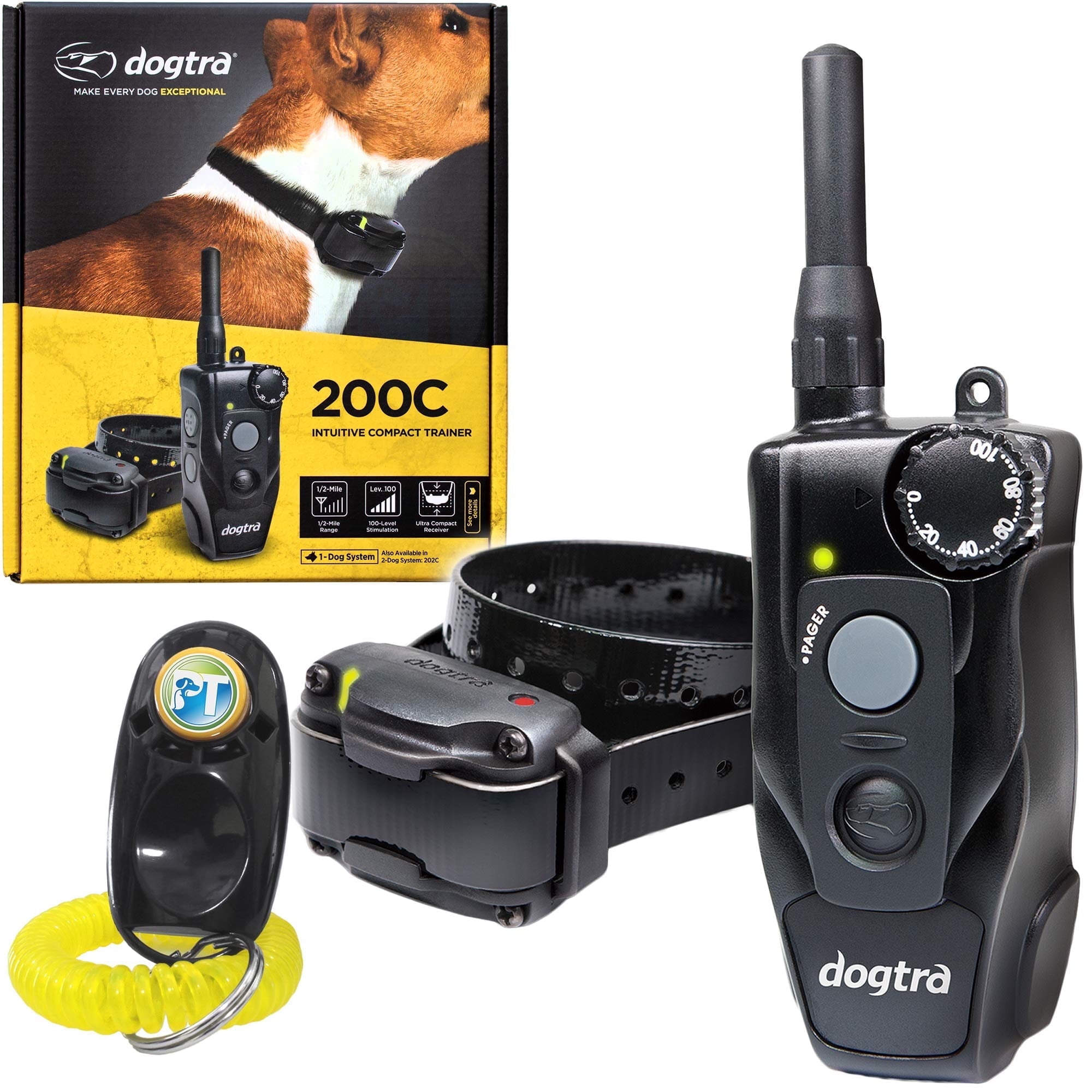 Dogtra 200C Remote Training E-Collar Bundle PetsTEK Dog Clicker