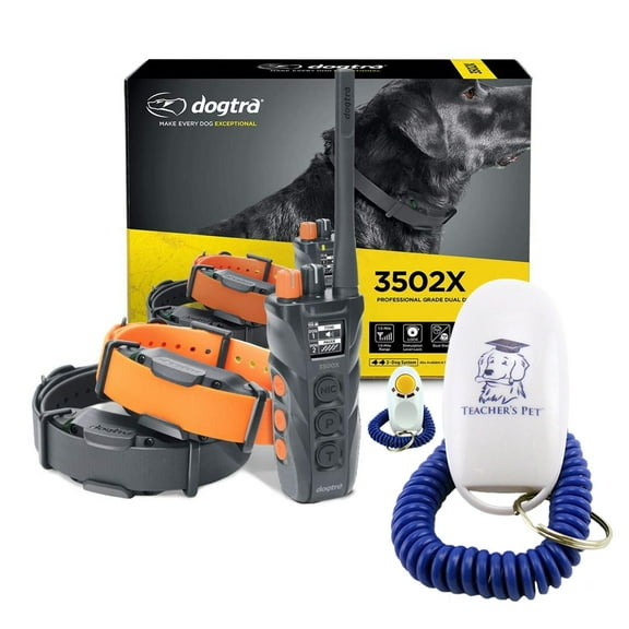 Dogtra 3502X Long Range IPX9K Waterproof 2-Dog Expandable Dual DIAL Remote Dog Training E-Collar with Teacher's Pet Dog Training Clicker for Positive Reinforcement