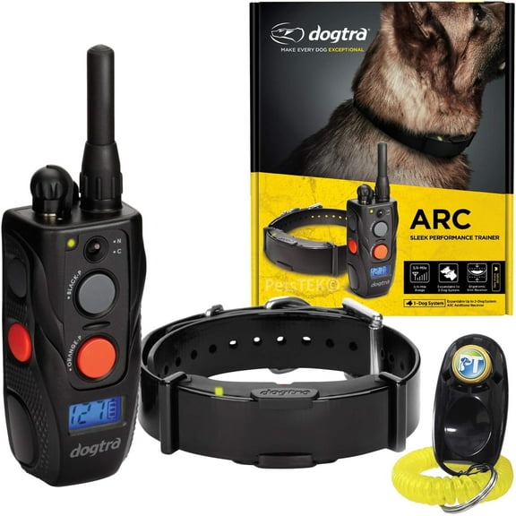 Dogtra ARC 1-Dog Remote Training Collar - 3/4 Mile Range, Waterproof, Rechargeable, Static, Vibration - Includes PetsTEK Dog Training Clicker