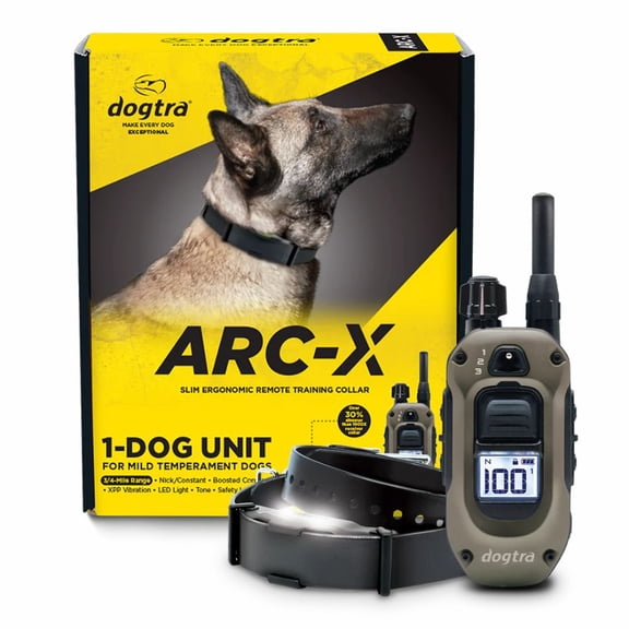 Dogtra ARC-X Remote Training Collar -Mile Range, for Dogs 15 lbs+, Slim Design, IPX9K Waterproof, 100 Stimulation Levels, Vibration, Tone, Rechargeable
