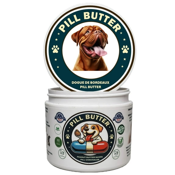 Pill Butter: Dogue De Bordeaux Dog Treats to Wrap Pills - Moldable Non-Sticky Paste of Human Grade Real Dog Peanut Butter (60 Servings)