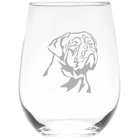 C&M Personal Gifts 17 oz Dogue De Bordeaux Themed Dog Stemless Wine Glass