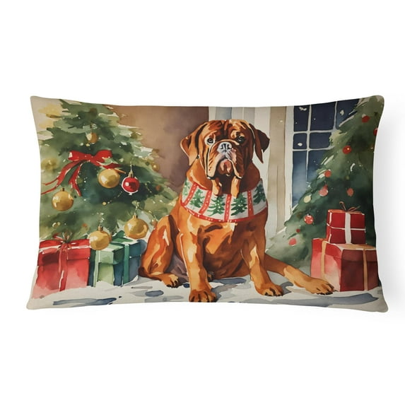Dogue de Bordeaux Cozy Christmas Throw Pillow 12 in x 16 in