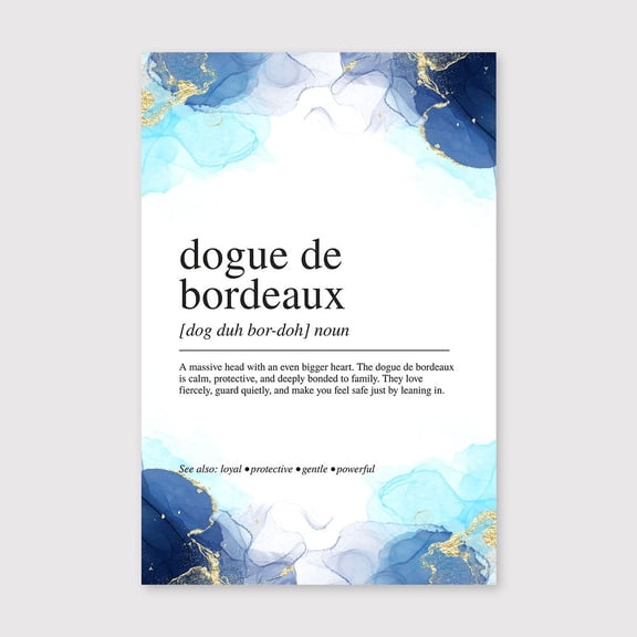 Dogue de Bordeaux Definition Canvas 8x12 inch, Dogue de Bordeaux Definition Print, Dog Breed Wall Art, Modern Typography Poster