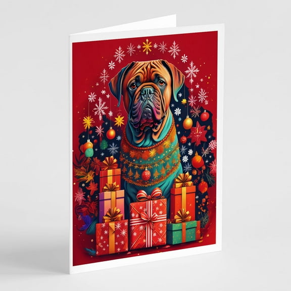 Dogue de Bordeaux Holiday Christmas Greeting Cards Pack of 8 7 in x 5 in