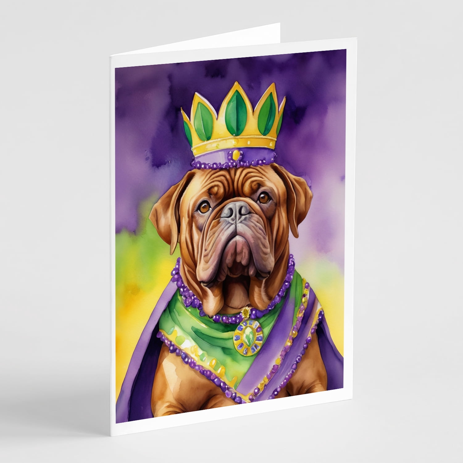 Dogue de Bordeaux King of Mardi Gras Greeting Cards Pack of 8 7 in x 5 in