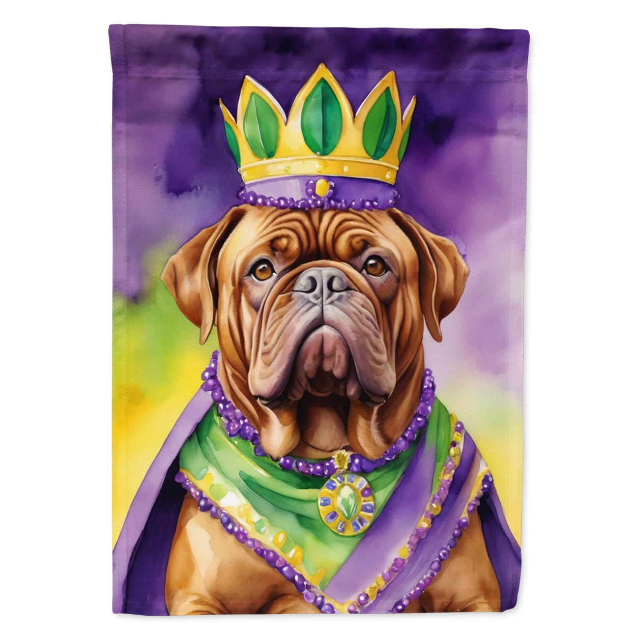 Dogue de Bordeaux King of Mardi Gras House Flag 28 in x 40 in
