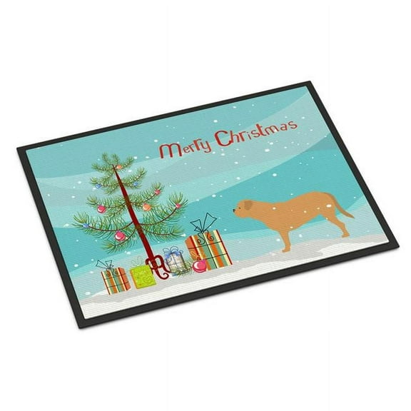 Dogue de Bordeaux Merry Christmas Tree Indoor or Outdoor Mat - 24 x 36