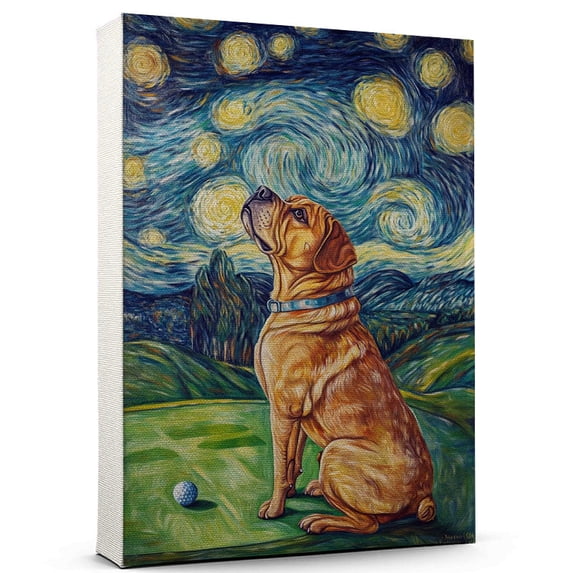 Doguede Bordeaux Vintage Dog Golf Canvas – Artistic Sports, Doguede Bordeaux Dog with Golf Stretched Canvas Size 8x12 Wall Print for Bedroom, Living Room, Office