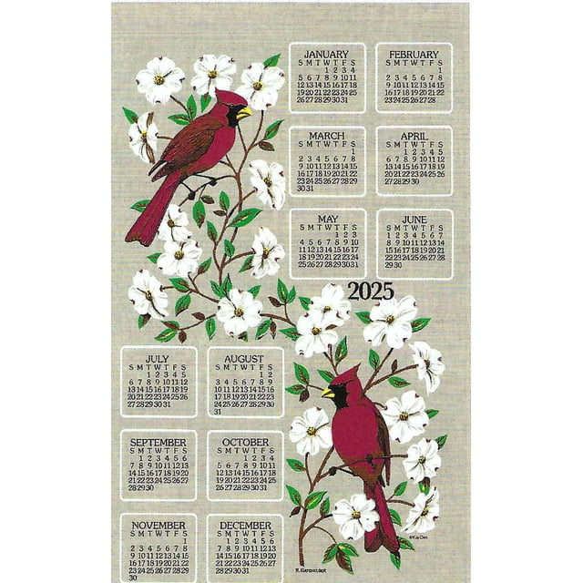 Dogwood & Cardinal 2025 Calendar Towel