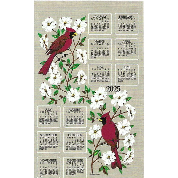 Dogwood & Cardinal - 2025 Calendar Towel
