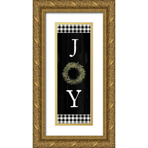 Dogwood Portfolio 9x18 Gold Ornate Wood Framed with Double Matting Museum Art Print Titled - Joy Wreath