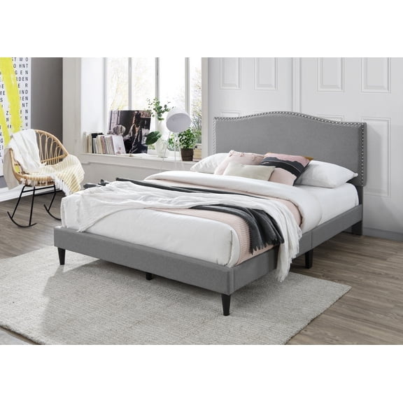 Dogwood Upholstered Bed with Nailhead Arched Headboard
