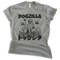 Dogzilla Dog T-shirt, Unisex Women's Men's Shirt, Funny Dog Doggie Pup Puppy Kaiju Labrador Golden, Dark Heather Gray, Medium