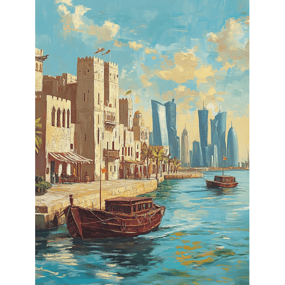 Doha Cityscape Canvas Wall ArtSuitable for Living RoomBedroomOfficeHotelRestaurant Decoration