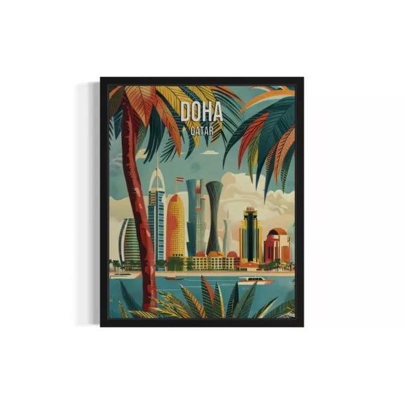 Doha Qatar Asia City Landmark Art Print Poster Wall Art Painting