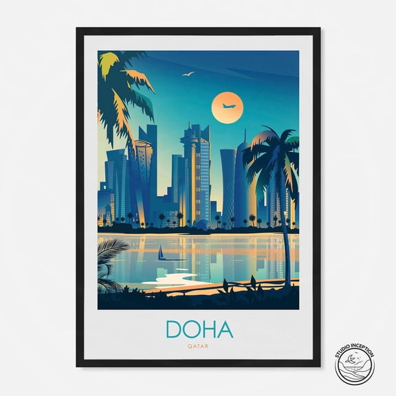 Doha Qatar Print Saudi Arabia Travel Poster Persian Golf Wall Hanging Travel Prints Travel Art For Gallery Wall Doha Gift