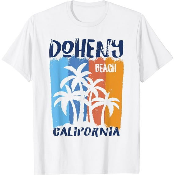 Doheny Beach California Fun Colorful Palm Trees Design T-Shirt