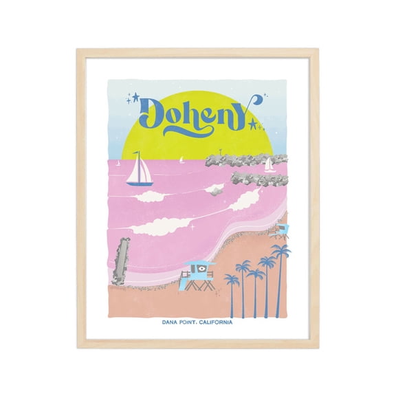 Doheny Retro Travel Poster, California Vintage Wall Art Print, Beach Surfing Dana Point Wall Art, Modern Wall Decor, 16x24 UNFRAMED