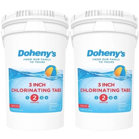 Doheny’s 3-Inch Stabilized Chlorine Tablets for Sanitizing Swimming Pools | 99% Pure Tri-Chlor 90% Available Chlorine | Long-Lasting, UV-Protected, Slow-Dissolving | Individually Wrapped 100lb Bucket