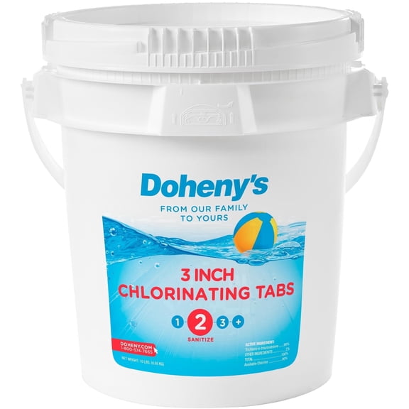 Doheny's 3-Inch Stabilized Chlorine Tablets, Slow-Dissolving Tri-Chlor, 10 lb