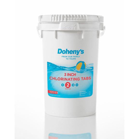 Doheny's Pro-Grade Pool Sanitizer, 3 Inch Chlorine Tablets, Slow Dissolving, 99% Pure Tri-Chlor - 50lb