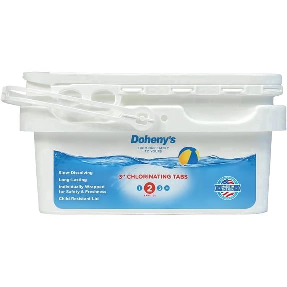 Doheny’s 3-Inch Stabilized Chlorine Tablets | 99% Pure Tri-Chlor, 90% Available Chlorine | Long-Lasting, UV-Protected, Slow-Dissolving Pool Sanitizer | Individually Wrapped, Childproof 5lb Bucket